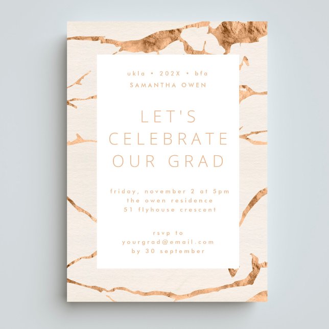 White Ivory Oasis Gold Graduation Photo Party Invitation (Creator Uploaded)