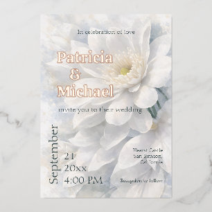 White Ivory Quiet Luxury Romantic Elegant Wedding Foil Invitation
