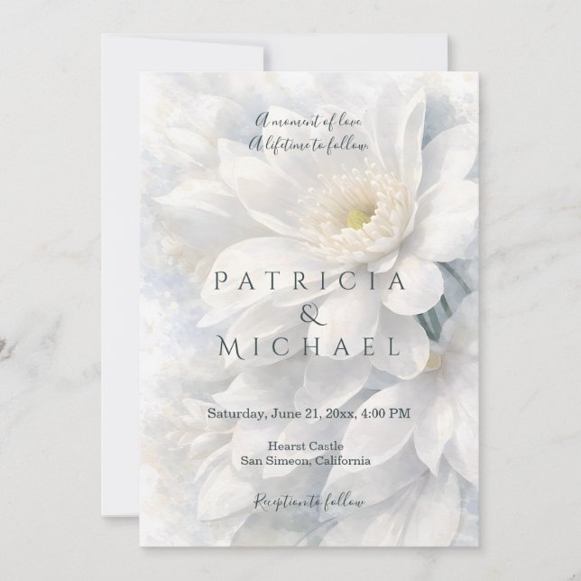 White Ivory Quiet Luxury Romantic Elegant Wedding  Invitation (Front)