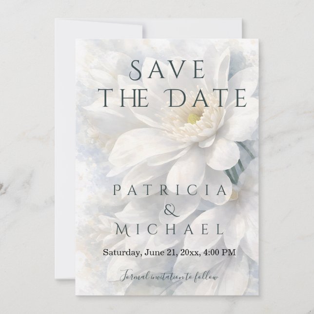 White Ivory Quiet Luxury Romantic Elegant Wedding  Save The Date (Front)
