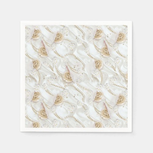 White_Ivory Silk  Ivory Champaign Pearls All_Over Napkins