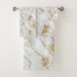 White-Ivory Silk &amp; Ivory Champaign Pearls Bath Towel Set