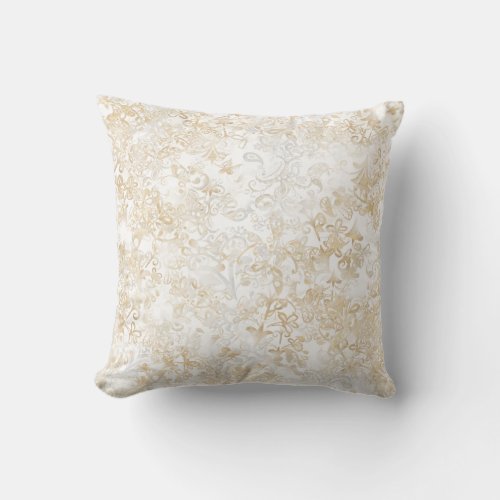 White ivory vintage floral pattern throw pillow