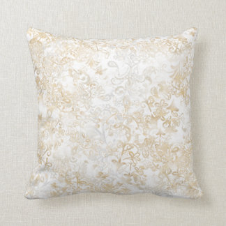 White ivory vintage floral pattern throw pillow
