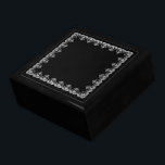 White Jabot Jewelry Box<br><div class="desc">White lace jabot looking edging on Black background surrounded by You choice wood creates this pretty keepsake for your jewelry or trinkets. Choose between Large or Small sizes and colors below right.  Large size shown and in Black.
Customize or buy as shown.</div>