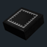 White Jabot Jewelry Box<br><div class="desc">White lace jabot looking edging on Black background surrounded by You choice wood creates this pretty keepsake for your jewelry or trinkets. Choose between Large or Small sizes and colors below right.  Large size shown and in Black.
Customize or buy as shown.</div>