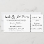 White Jack And Jill Shower Ticket Invitation at Zazzle
