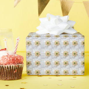 White Japanese Anemone Floral Pattern Wrapping Paper