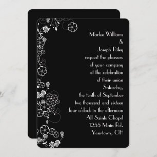 White Japanese Floral border Invitation