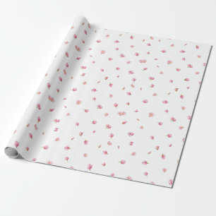 White Japanese Pink Tulip Floral Pattern Wrapping Paper