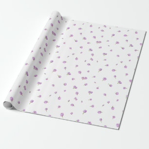 White Japanese Purple Tulip Floral Pattern Wrapping Paper