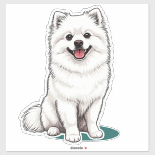 White Japanese Spitz Cute Fluffy Dog Kawaii Sticker