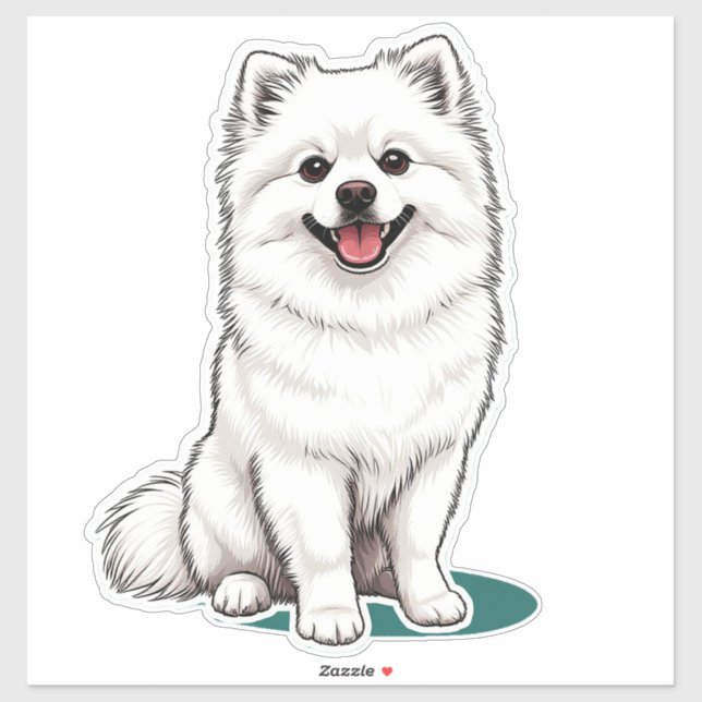 White Japanese Spitz Cute Fluffy Dog Kawaii Sticker (Sheet)