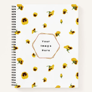 White Japanese Yellow Pansy Floral Pattern Notebook
