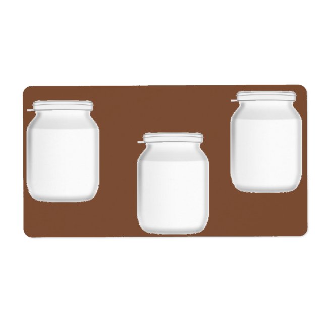 White jars on brown label (Front)