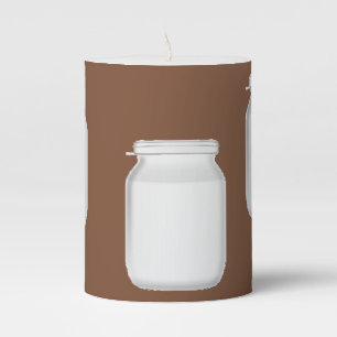 White jars on brown pillar candle
