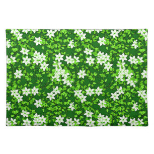 White Jasmine Among Green Leaves Cloth Placemat