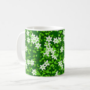 White Jasmine Among Green Leaves Coffee Mug