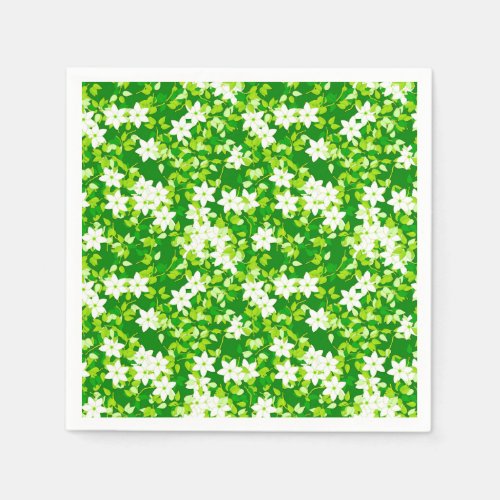 White jasmine among green leaves napkins