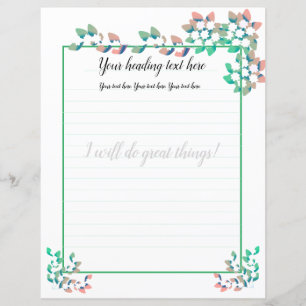 White Jasmine Floral Lined Writing Paper