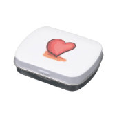 white jelly bean candy tin - heart design (Side)