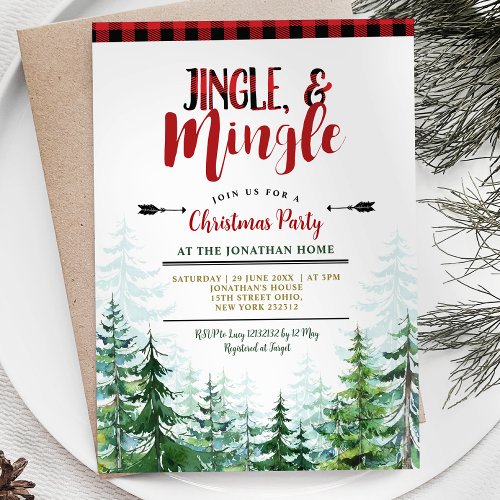 White Jingle  Mingle Christmas Party Lumberjack  Invitation