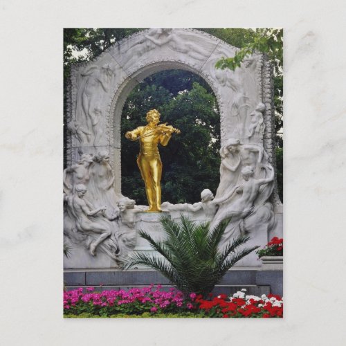 White Johann Strauss Monument Vienna Austria flo Postcard