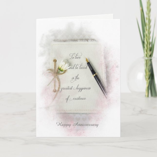 white journal with daisy for anniversary card (Front)