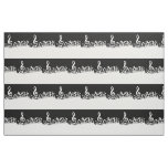 White Jumbled Musical Notes on Black Fabric