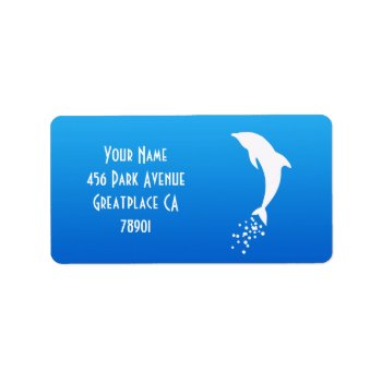 White Jumping Dolphin With Bubbles Address Lable Label by HumusInPita at Zazzle
