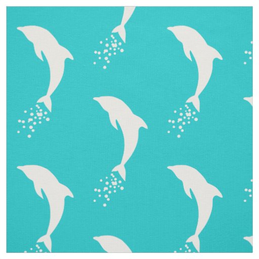 White Jumping Dolphin With Bubbles Fabric