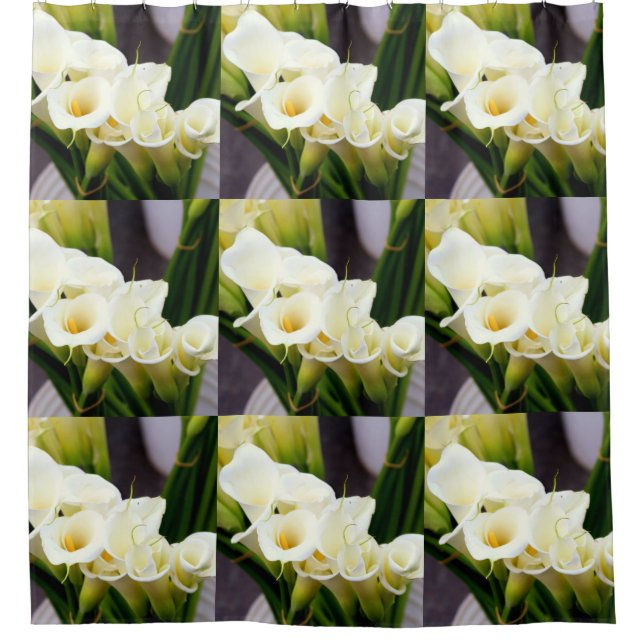 white kala lillies shower curtain (Front)
