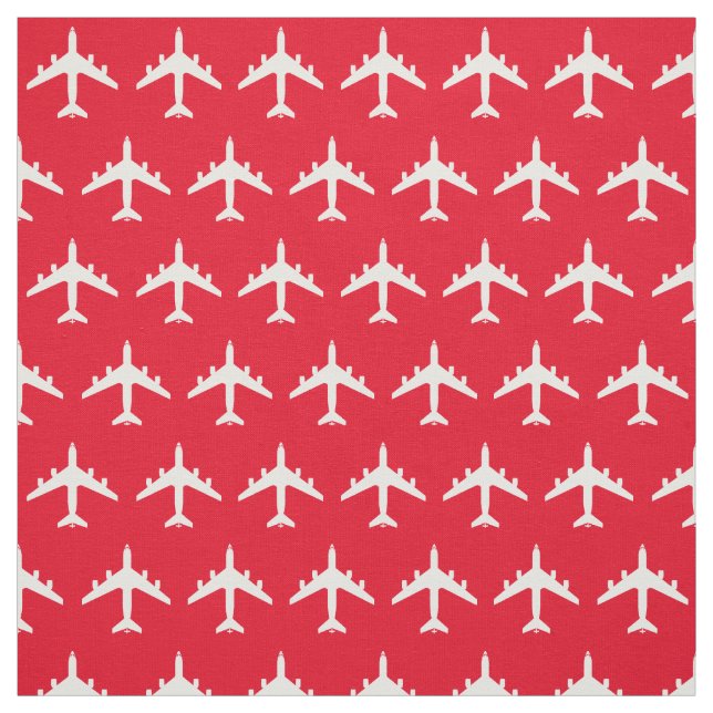 White KC-135 Refueling Jet Airplane on Red Fabric (Swatch)