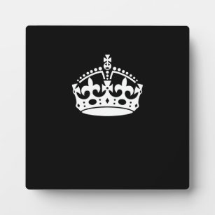 White Keep Calm Crown on Black Plaque