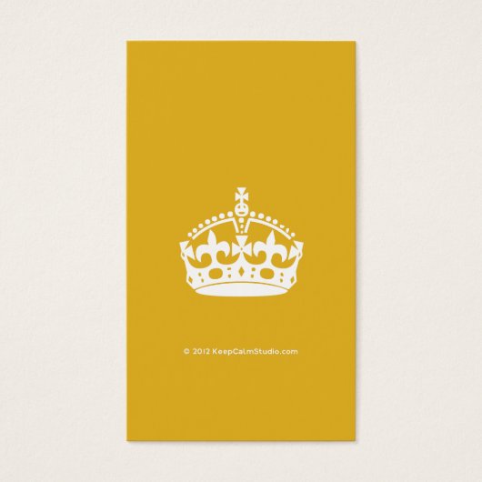 White Keep Calm Crown on Gold Background (Front)