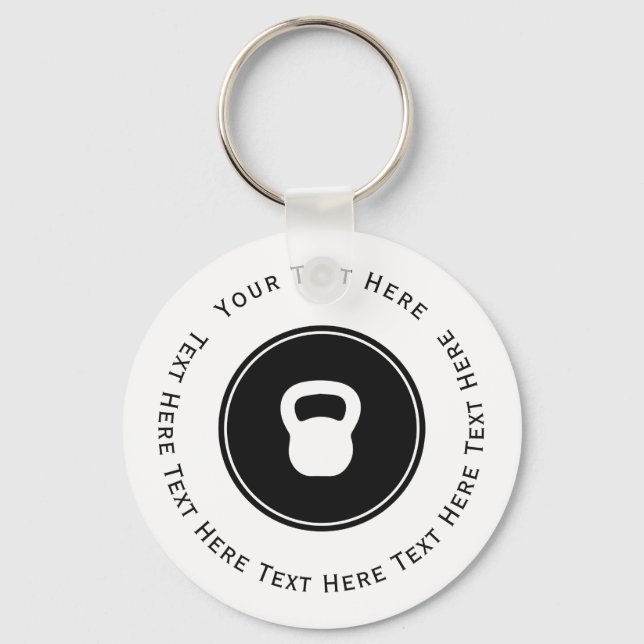 White Kettlebell Logo Keychain (Front)