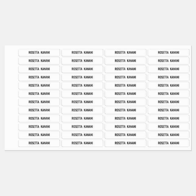 White Kids Waterproof Name School Supplies Label (Sheet)