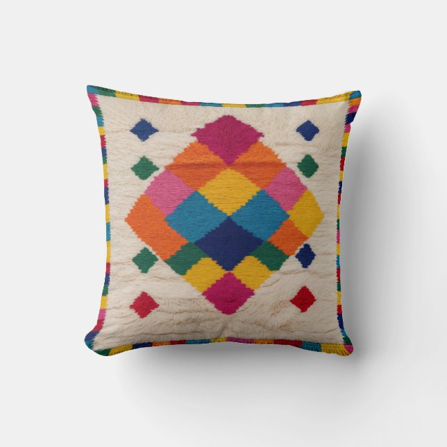 White Kilim Pillows: The Art of Oriental Elegance Throw Pillow (Front)