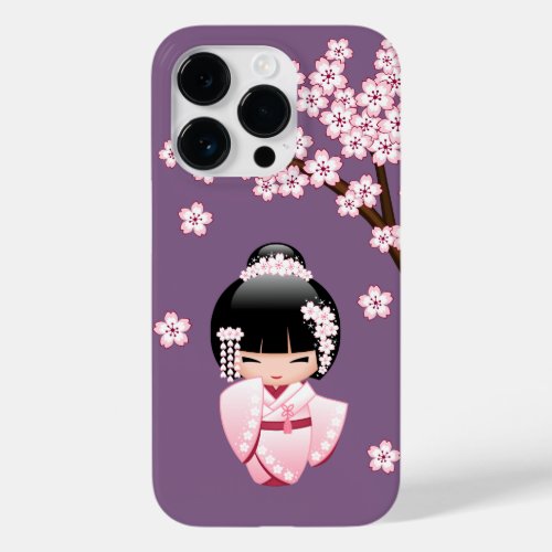 White Kimono Kokeshi Doll _ Cute Geisha Girl Case_Mate iPhone 14 Pro Case