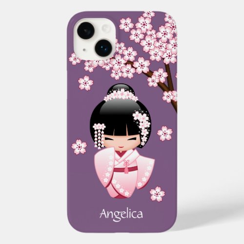 White Kimono Kokeshi Doll _ Cute Geisha Girl Case_Mate iPhone 14 Plus Case