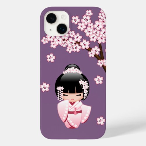 White Kimono Kokeshi Doll _ Cute Geisha Girl Case_Mate iPhone 14 Plus Case