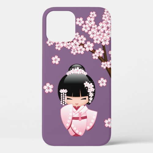 White Kimono Kokeshi Doll _ Cute Geisha Girl iPhone 12 Case