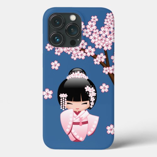 White Kimono Kokeshi Doll _ Cute Geisha Girl iPhone 13 Pro Case