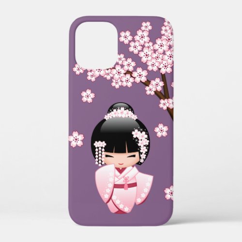 White Kimono Kokeshi Doll _ Cute Geisha Girl iPhone 12 Mini Case