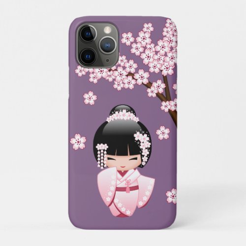 White Kimono Kokeshi Doll _ Cute Geisha Girl iPhone 11 Pro Case