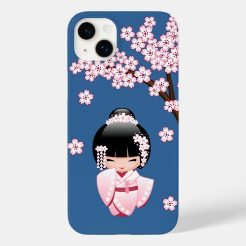 White Kimono Kokeshi Doll _ Cute Geisha Girl Case_Mate iPhone 14 Plus Case