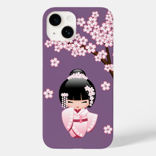 White Kimono Kokeshi Doll _ Cute Geisha Girl Case_Mate iPhone 14 Case