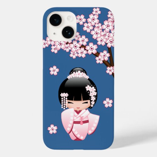 White Kimono Kokeshi Doll _ Cute Geisha Girl Case_Mate iPhone 14 Case