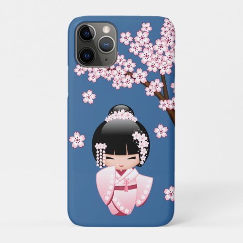 White Kimono Kokeshi Doll _ Cute Geisha Girl iPhone 11 Pro Case