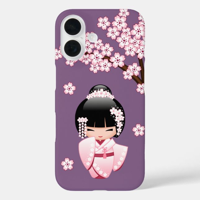 White Kimono Kokeshi Doll - Cute Geisha Girl Case-Mate iPhone Case (Back)